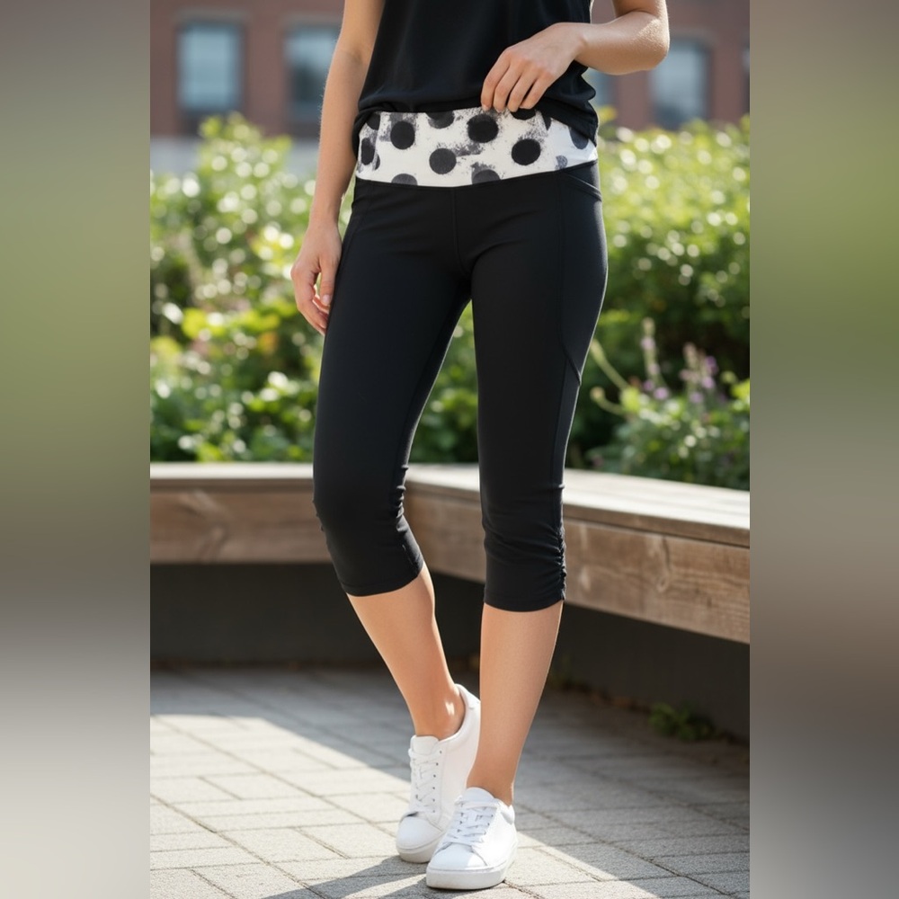 Lululemon tights black with mesh fold over waistband size 6